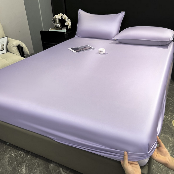 91家纺网 家纺一手货源 找家纺 ab家纺 2025新款莱赛尔单床笠 云霞紫