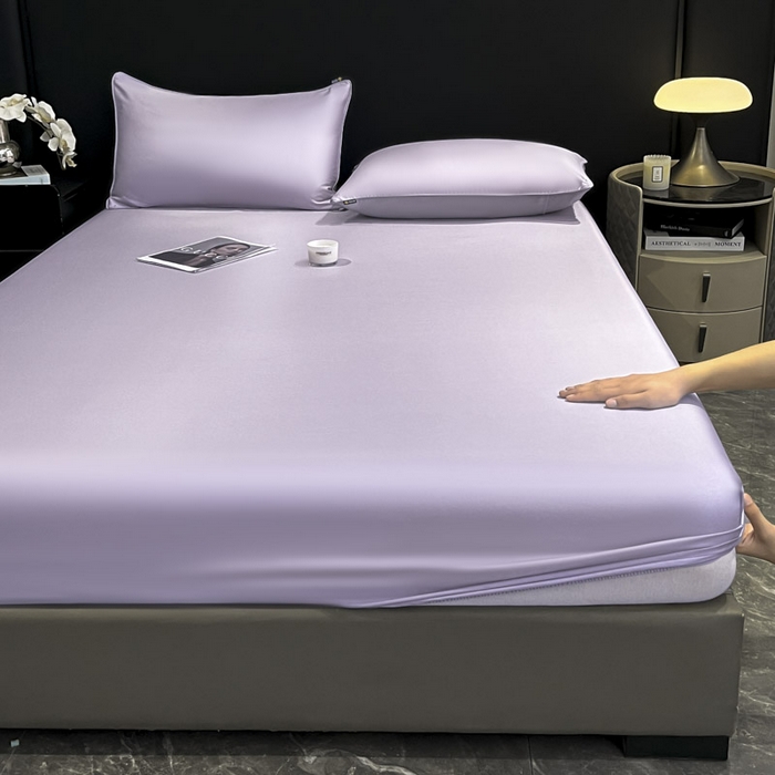 91家纺网 家纺一手货源 找家纺 ab家纺 2025新款莱赛尔单床笠 云霞紫