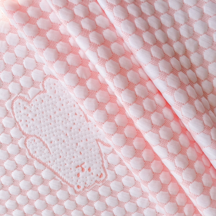 91家纺网 家纺一手货源 找家纺 千朵 2025新款凉感PE冰豆豆提花床笠款凉席 雪花熊粉