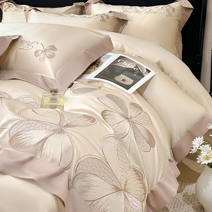 91家纺网 家纺一手货源 找家纺 （总）【直播爆款】A类全棉四件套纯棉轻奢重工刺绣床单床笠夏季床单床笠床上用品