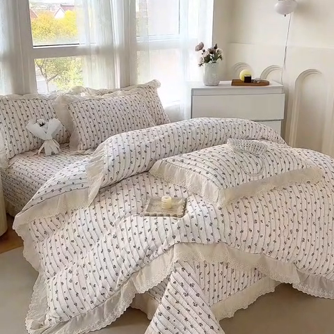 91家纺网 家纺一手货源 找家纺 添越家纺2025新款纯棉砂洗床盖三件套四件套系列梦的旋律