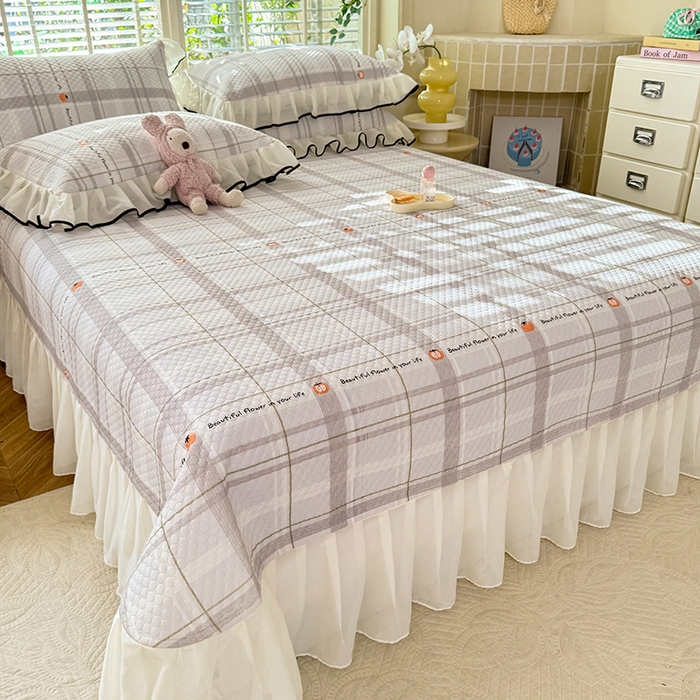 91家纺网 家纺一手货源 找家纺 金盛皇朝家纺 2025夏季新款冰丝凉豆豆床盖凉席 格纹素锦