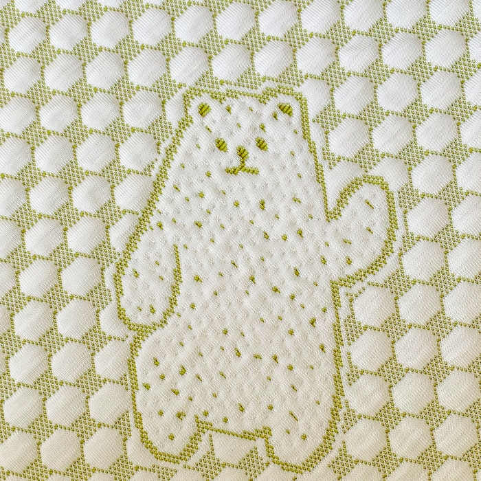 91家纺网 家纺一手货源 找家纺 千朵 2025新款凉感PE冰豆豆提花床笠款凉席 雪花熊绿