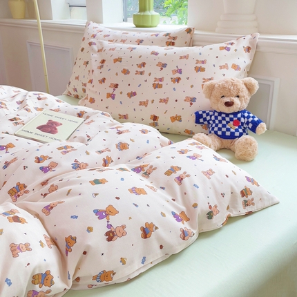 91家纺网 家纺一手货源 找家纺 （总）集布 2025新款活性印染全棉双层纱四件套