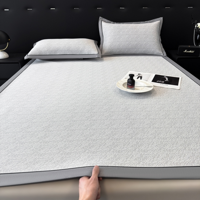 91家纺网 家纺一手货源 找家纺 九花鹿 2025新款凉感肌理纹冰丝席-床席款 肌理纹(银灰）