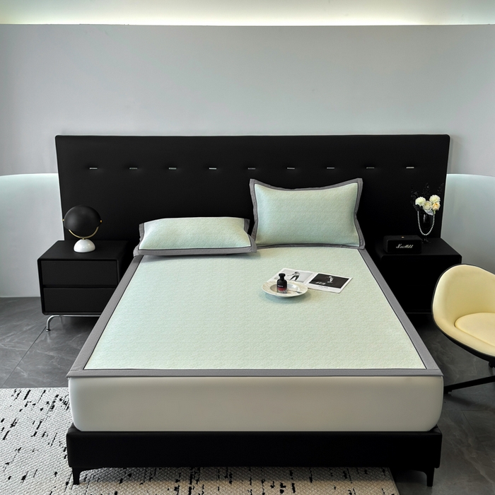 91家纺网 家纺一手货源 找家纺 九花鹿 2025新款凉感肌理纹冰丝席-床席款 肌理纹(豆绿）