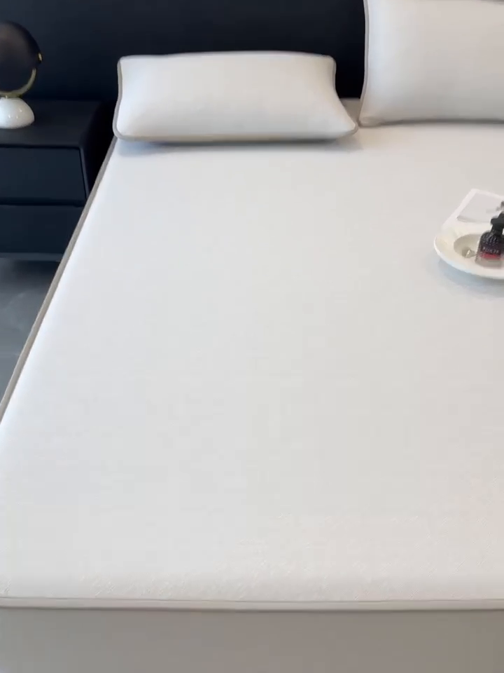 91家纺网 家纺一手货源 找家纺 九花鹿 2025新款凉感肌理纹冰丝席-床笠款 床笠款-肌理纹(银灰）