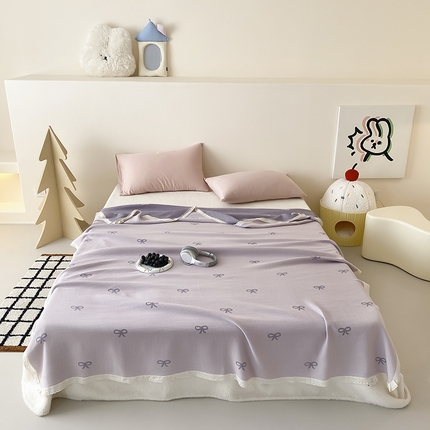 麻依 2025新款花边天丝棉冷感毯 千千结-粉