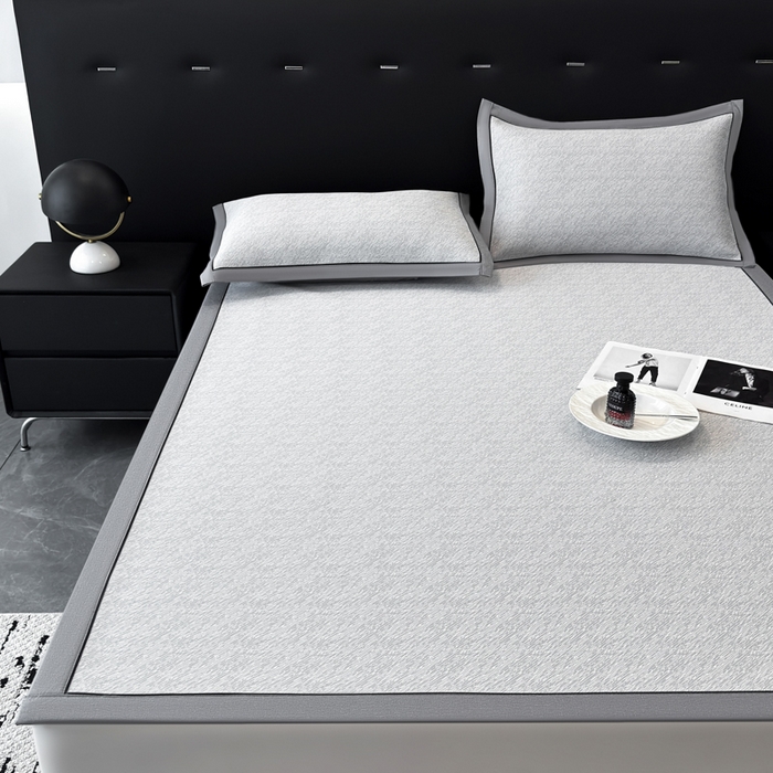 91家纺网 家纺一手货源 找家纺 九花鹿 2025新款凉感肌理纹冰丝席-床席款 肌理纹(银灰）