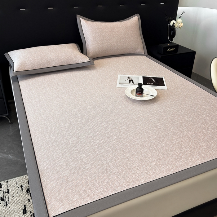 91家纺网 家纺一手货源 找家纺 九花鹿 2025新款凉感肌理纹冰丝席-床席款 肌理纹(豆沙）