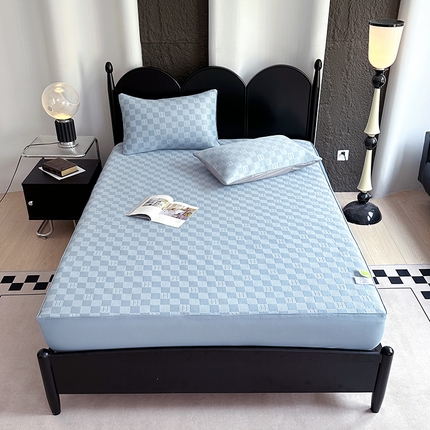 网客家纺 2025新款凉豆豆凉感麻绳床笠款凉席 H款-湖水蓝