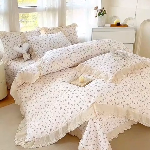 91家纺网 家纺一手货源 找家纺 添越家纺2025新款纯棉砂洗床盖三件套四件套系列遇见