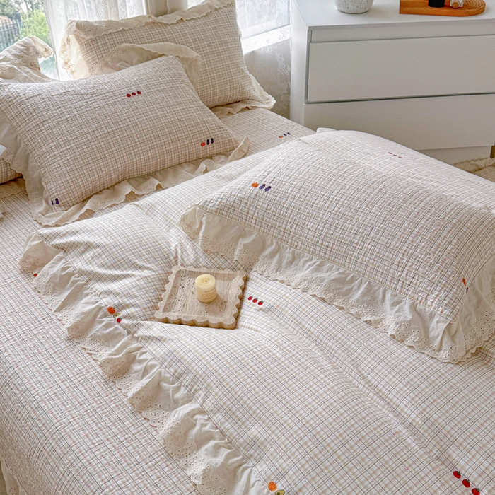 91家纺网 家纺一手货源 找家纺 添越家纺2025新款纯棉砂洗床盖三件套四件套系列幽梦