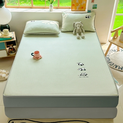 千朵 2025新款冰豆豆绣花凉席 熊猫