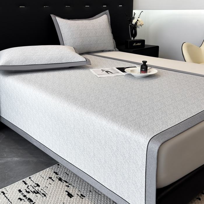 91家纺网 家纺一手货源 找家纺 九花鹿 2025新款凉感肌理纹冰丝席-床席款 肌理纹(银灰）