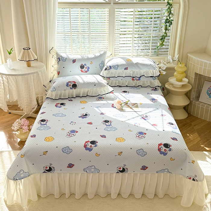 91家纺网 家纺一手货源 找家纺 金盛皇朝家纺 2025夏季新款冰丝凉豆豆床盖凉席 宇宙天空