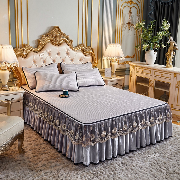 91家纺网 家纺一手货源 找家纺 （总）网红馆 2025新款凉感丝黑边乳胶床裙三件套