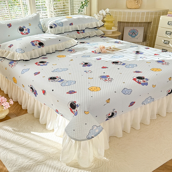 91家纺网 家纺一手货源 找家纺 金盛皇朝家纺 2025夏季新款冰丝凉豆豆床盖凉席 宇宙天空