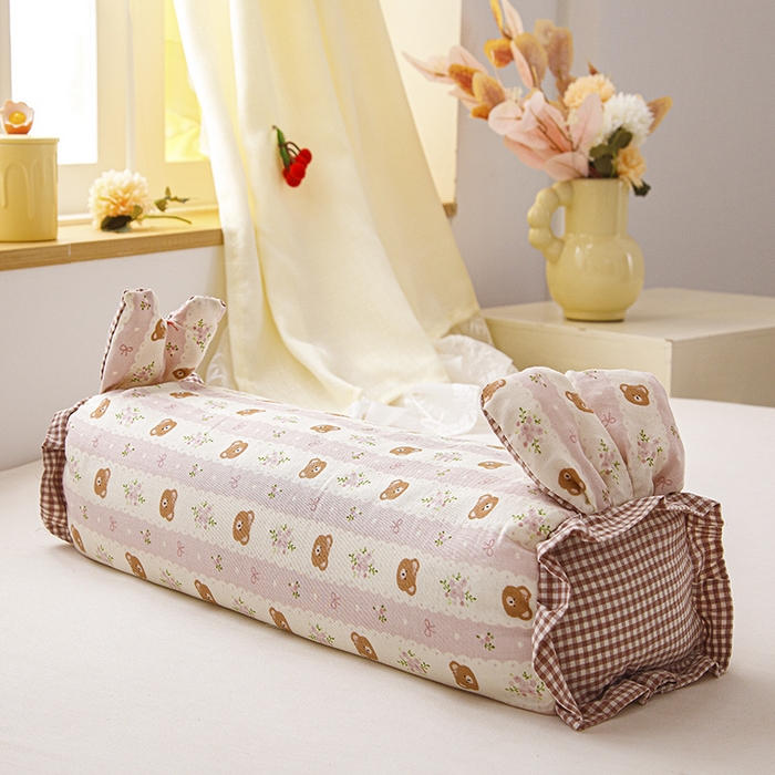 91家纺网 家纺一手货源 找家纺 织布人 2025新款荞麦枕直播爆款全棉双层纱兔子枕全荞麦壳枕头夏季透气枕 全棉兔子枕-小熊粉