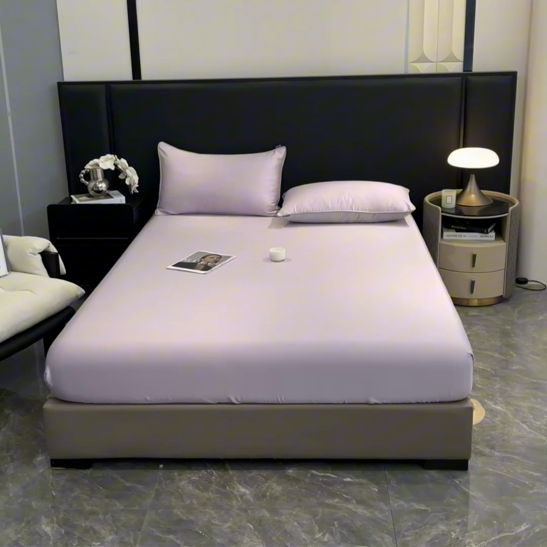 91家纺网 家纺一手货源 找家纺 ab家纺 2025新款莱赛尔单床笠 云霞紫