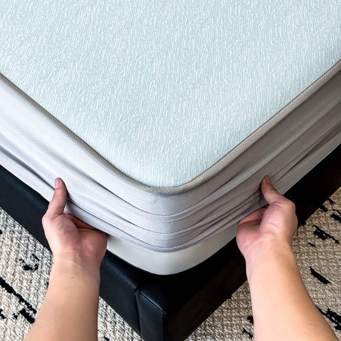 91家纺网 家纺一手货源 找家纺 九花鹿 2025新款凉感肌理纹冰丝席-床笠款 床笠款-肌理纹(天空蓝）