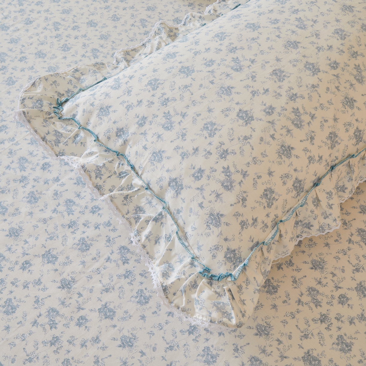 91家纺网 家纺一手货源 找家纺 缦彩 2025新款韩版全棉公主风枕套 海韵花