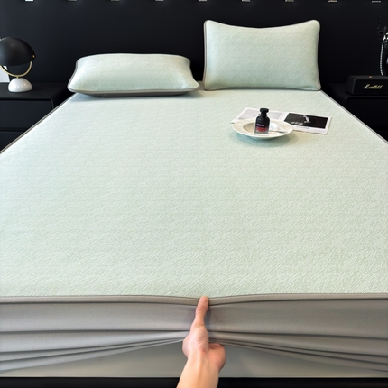 91家纺网 家纺一手货源 找家纺 （总）九花鹿 2025新款凉感肌理纹冰丝席-床笠款