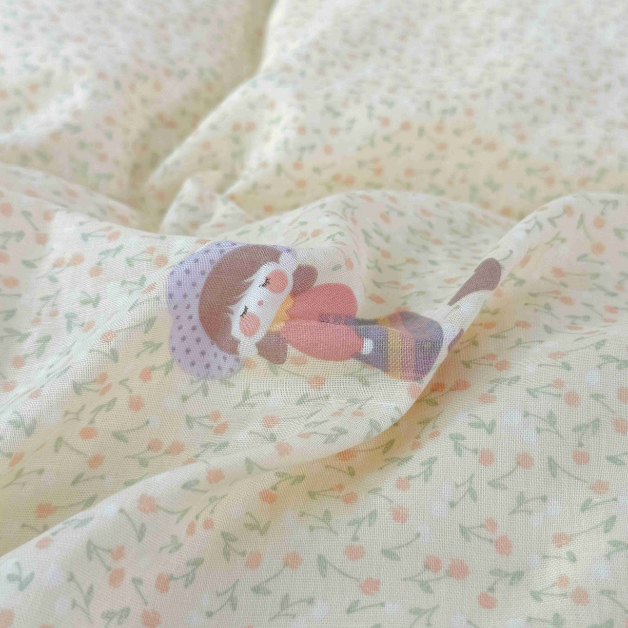 91家纺网 家纺一手货源 找家纺 于果 2025新款双层纱四件套第五批 春日女孩