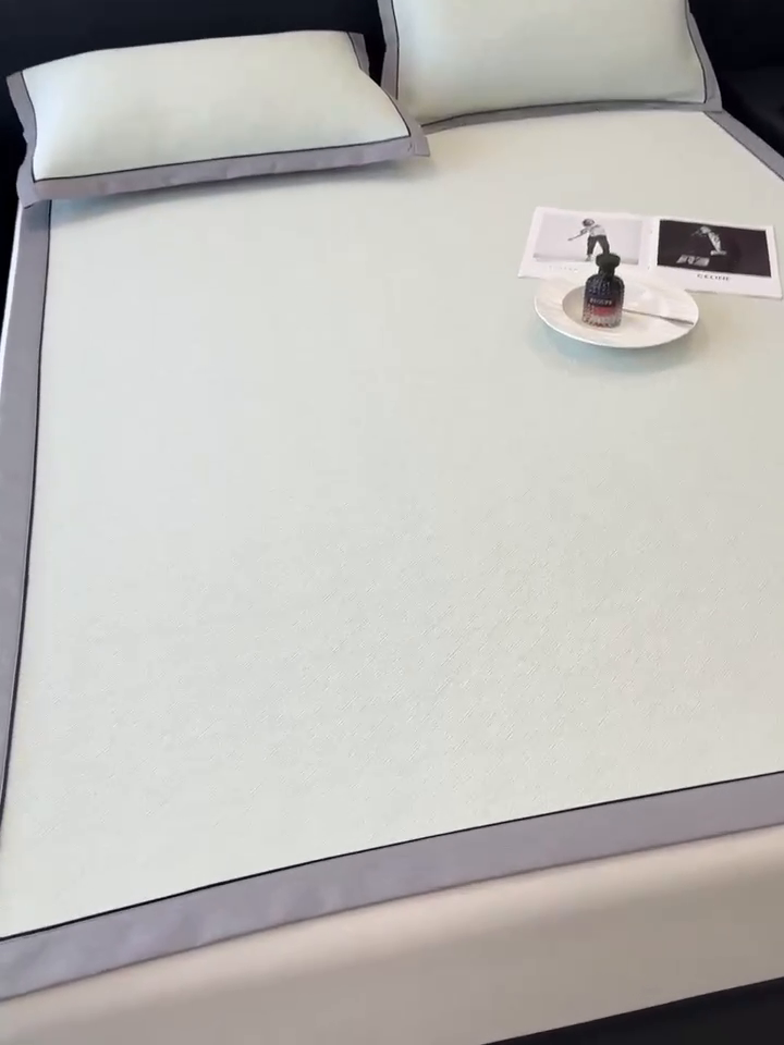 91家纺网 家纺一手货源 找家纺 九花鹿 2025新款凉感肌理纹冰丝席-床席款 肌理纹(豆绿）