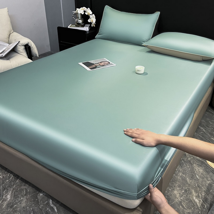 91家纺网 家纺一手货源 找家纺 ab家纺 2025新款莱赛尔单床笠 海苔绿