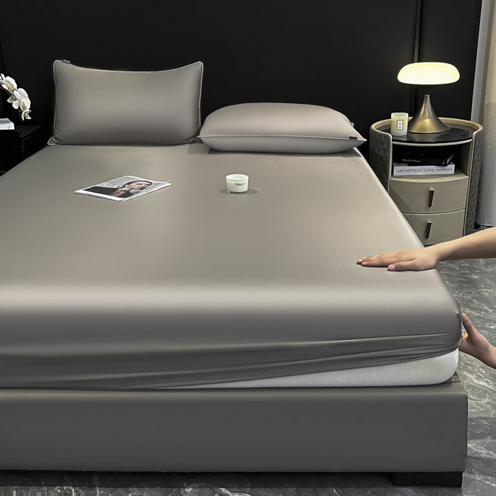 91家纺网 家纺一手货源 找家纺 ab家纺 2025新款莱赛尔单床笠 古铜棕