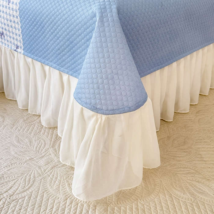 91家纺网 家纺一手货源 找家纺 金盛皇朝家纺 2025夏季新款冰丝凉豆豆床盖凉席 幽蓝蝶语