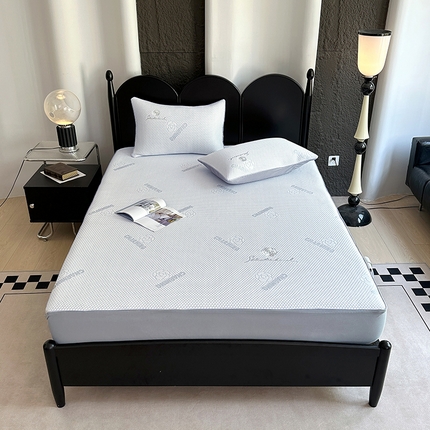 网客家纺 2025新款凉豆豆凉感麻绳床笠款凉席 花朵款-星空灰