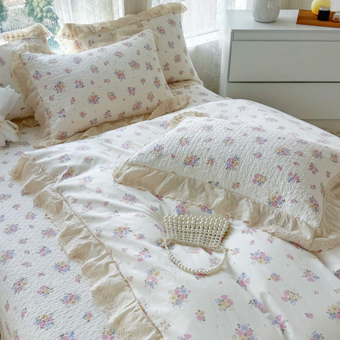 91家纺网 家纺一手货源 找家纺 添越家纺2025新款纯棉砂洗床盖三件套四件套系列花语