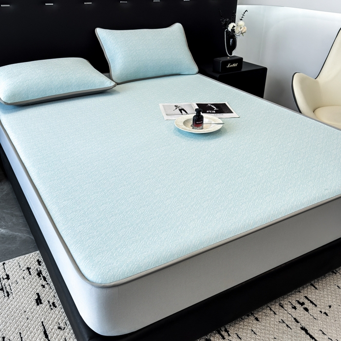 91家纺网 家纺一手货源 找家纺 （总）九花鹿 2025新款凉感肌理纹冰丝席-床笠款