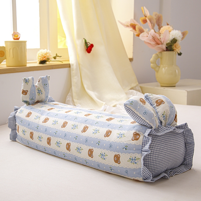 91家纺网 家纺一手货源 找家纺 织布人 2025新款荞麦枕直播爆款全棉双层纱兔子枕全荞麦壳枕头夏季透气枕 全棉兔子枕-小熊蓝