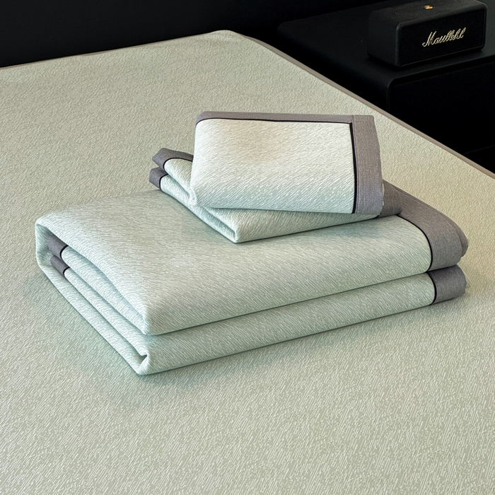 91家纺网 家纺一手货源 找家纺 九花鹿 2025新款凉感肌理纹冰丝席-床席款 肌理纹(豆绿）