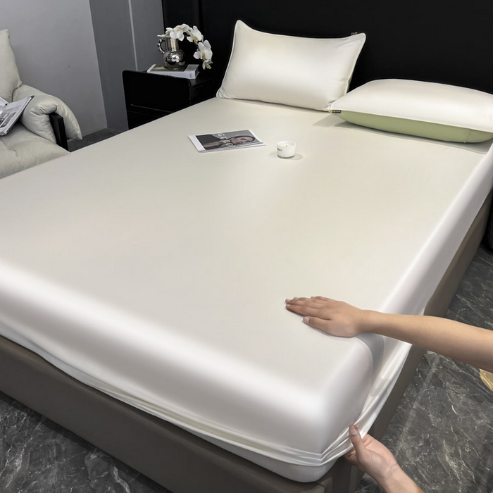 91家纺网 家纺一手货源 找家纺 ab家纺 2025新款莱赛尔单床笠 珍珠白