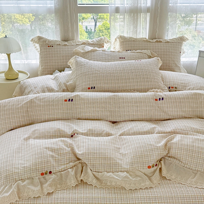 91家纺网 家纺一手货源 找家纺 添越家纺2025新款纯棉砂洗床盖三件套四件套系列幽梦