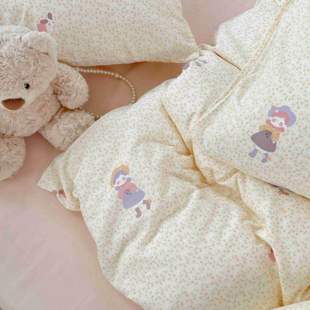 91家纺网 家纺一手货源 找家纺 于果 2025新款双层纱四件套第五批 春日女孩