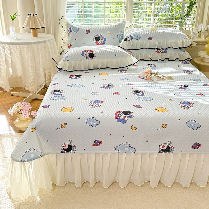 91家纺网 家纺一手货源 找家纺 金盛皇朝家纺 2025夏季新款冰丝凉豆豆床盖凉席 宇宙天空