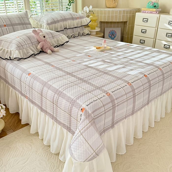 91家纺网 家纺一手货源 找家纺 金盛皇朝家纺 2025夏季新款冰丝凉豆豆床盖凉席 格纹素锦