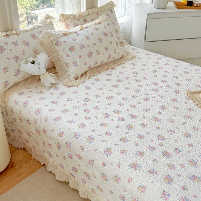 91家纺网 家纺一手货源 找家纺 添越家纺2025新款纯棉砂洗床盖三件套四件套系列花语