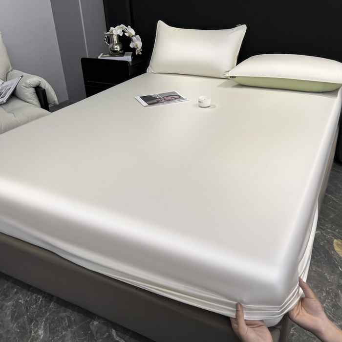 91家纺网 家纺一手货源 找家纺 ab家纺 2025新款莱赛尔单床笠 珍珠白