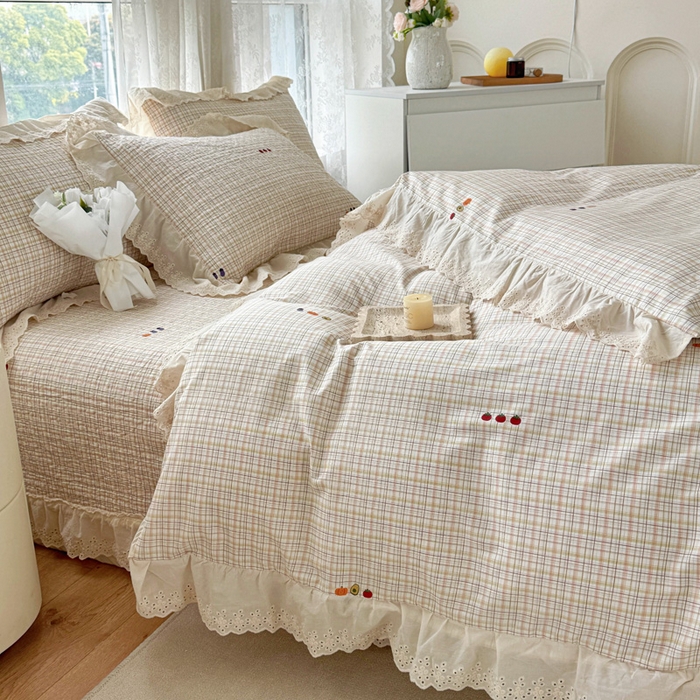 91家纺网 家纺一手货源 找家纺 添越家纺2025新款纯棉砂洗床盖三件套四件套系列幽梦