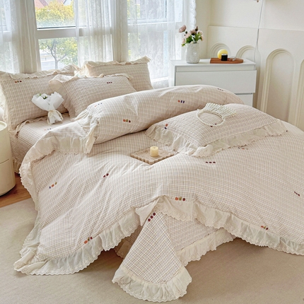 添越家纺2025新款纯棉砂洗床盖三件套四件套系列幽梦