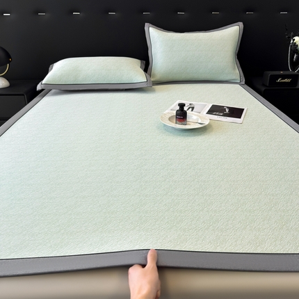 九花鹿 2025新款凉感肌理纹冰丝席-床席款 肌理纹(豆绿）