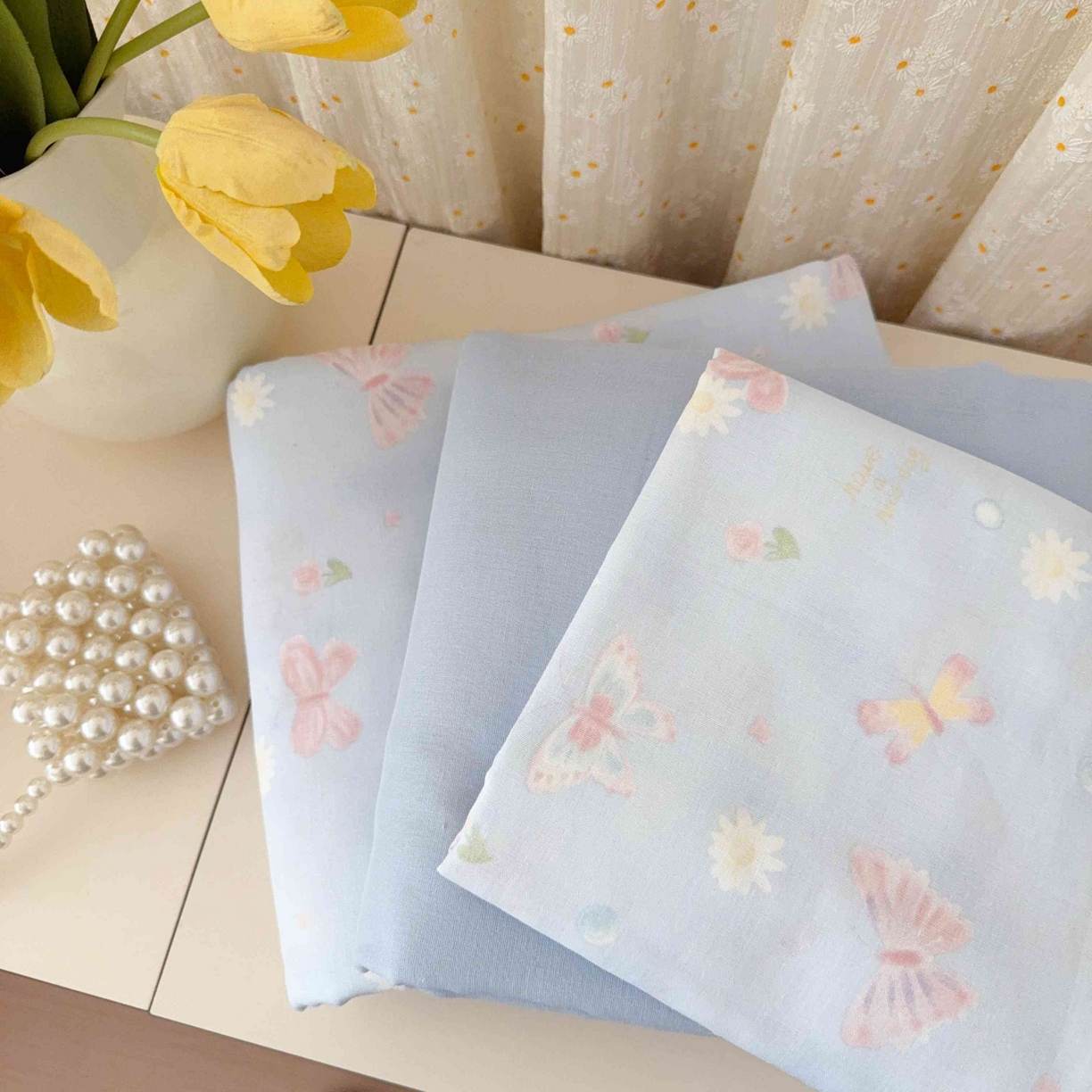 91家纺网 家纺一手货源 找家纺 于果 2025新款双层纱四件套第五批 雨蝶