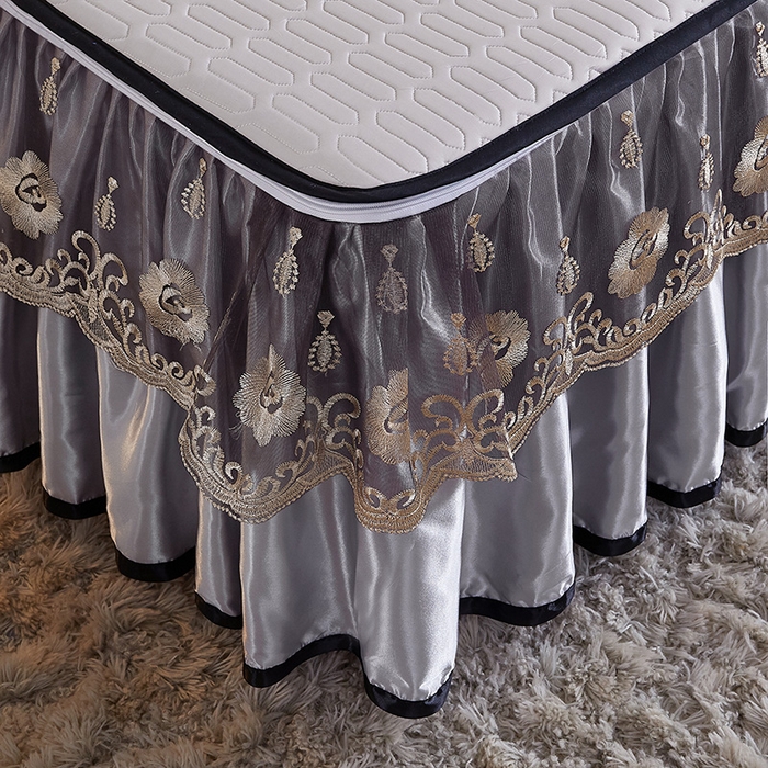 91家纺网 家纺一手货源 找家纺 （总）网红馆 2025新款凉感丝黑边乳胶床裙三件套