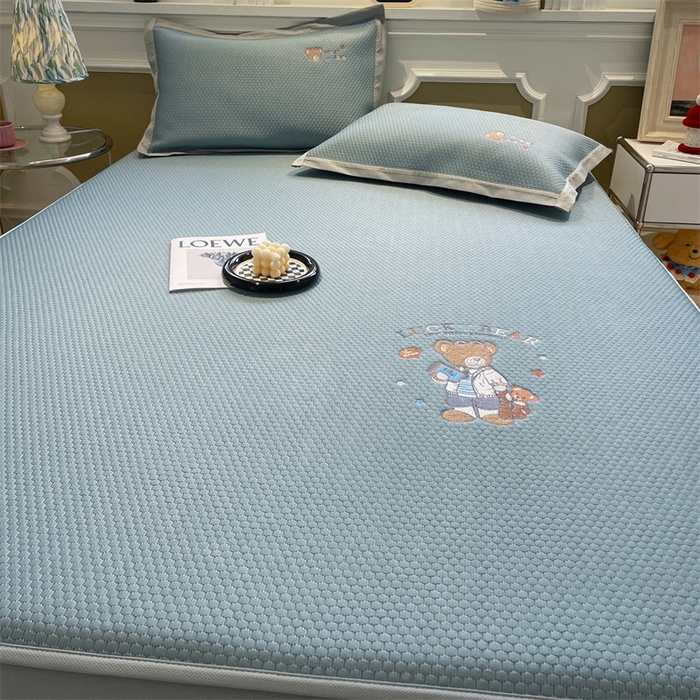 91家纺网 家纺一手货源 找家纺 （总）启程家纺 2025新款凉豆豆复合三明治刺绣款凉席席子-床笠款